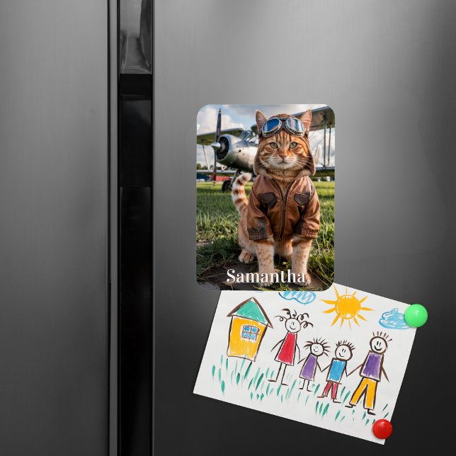 Imán Fotos del piloto de gatos de cumpleaños y aviación (Subido por el creador)