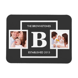 Imán Fotos familiares con monograma personalizado