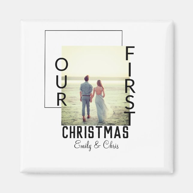 Imán Fotos mínimas de nombre de pareja para la Primera  (Frente)