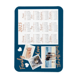 Imán Fotos modernas del calendario de Año Nuevo azul y 