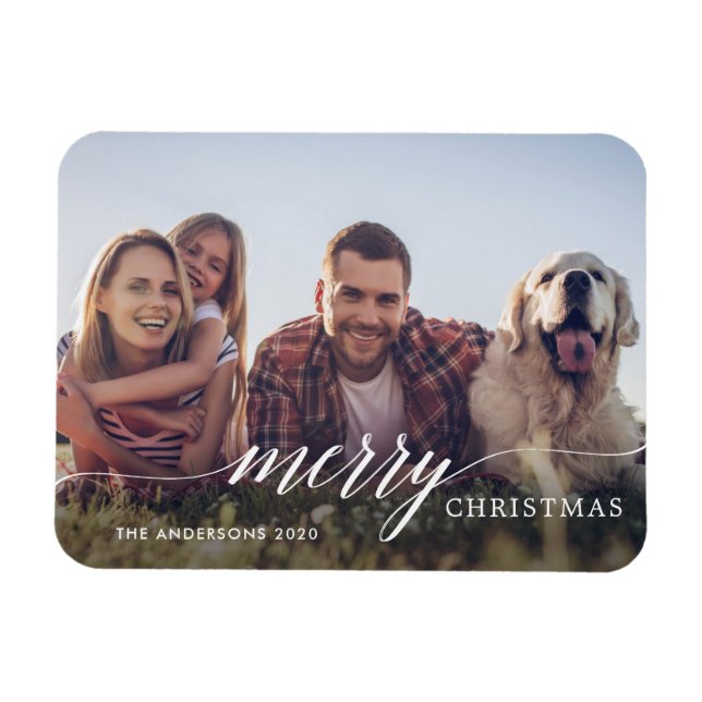 Imán Fotos navideñas modernas de escritura navideña (Horizontal)