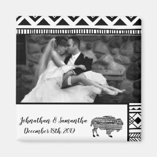 Imán Fotos personalizadas Boho Búfalo Tribal Patt