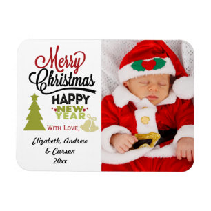Imán Fotos personalizadas de Feliz Navidad Feliz Año Nu