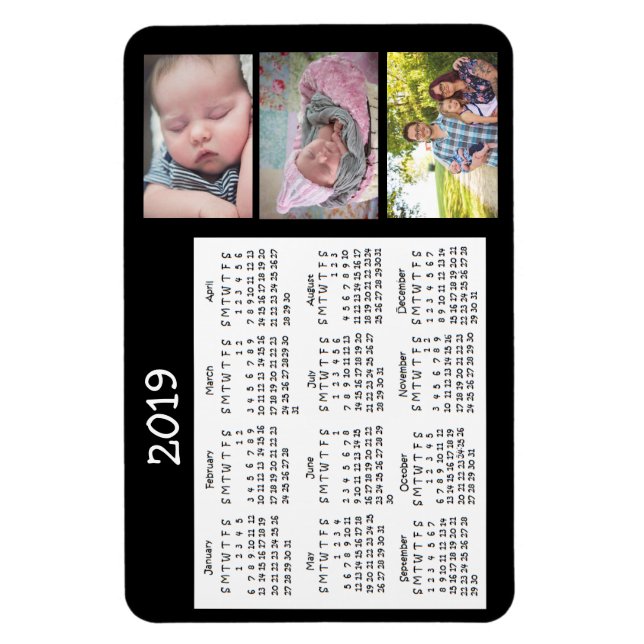 Imán Fotos personalizadas Mini Magnet Calendar negro 20 (Vertical)