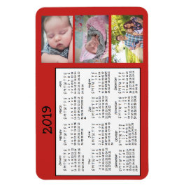 Imán Fotos personalizadas Red Mini Magnet Calendar 2018