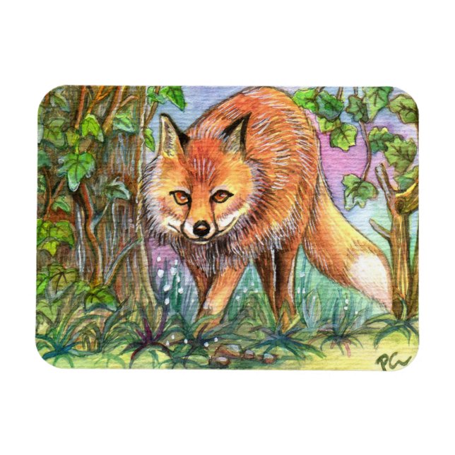 Imán Fox Caminando En El Bosque (Horizontal)