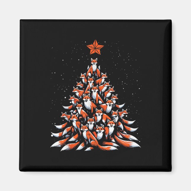 Imán Fox Christmas Tree Fox Xmas Tree Women & amp; Boys (Frente)