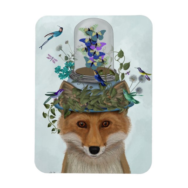 Imán Fox con mariposa Bell Jar (Vertical)