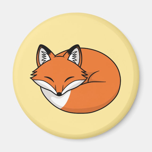 Imán Fox del dibujo animado el dormir en amarillo (Frente)