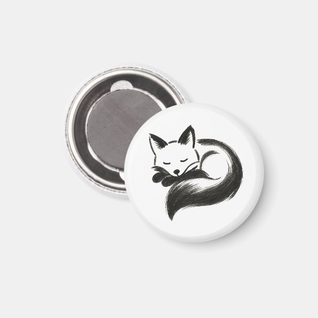 Imán Fox durmiente - Diseño animal de charla Minimalist (Anverso/Reverso)