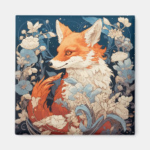 Fox In Forest Beautiful Fox Floral