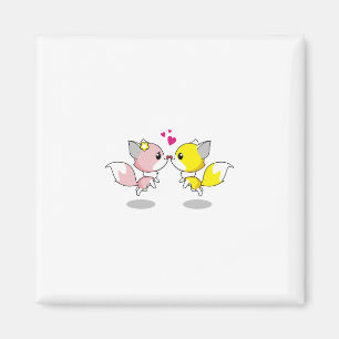 Imán Fox Love Kiss Animal Cute Personalizado Diseño Fun