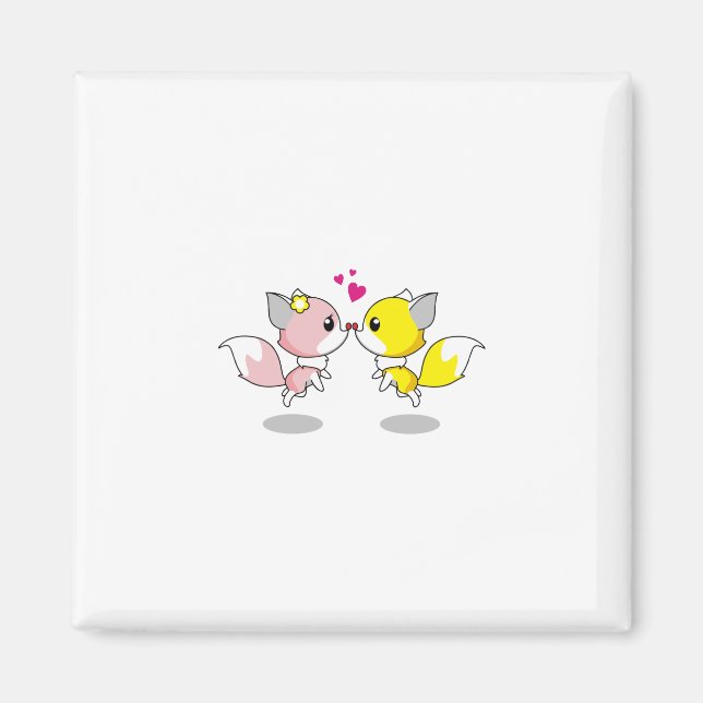 Imán Fox Love Kiss Animal Cute Personalizado Diseño Fun (Frente)