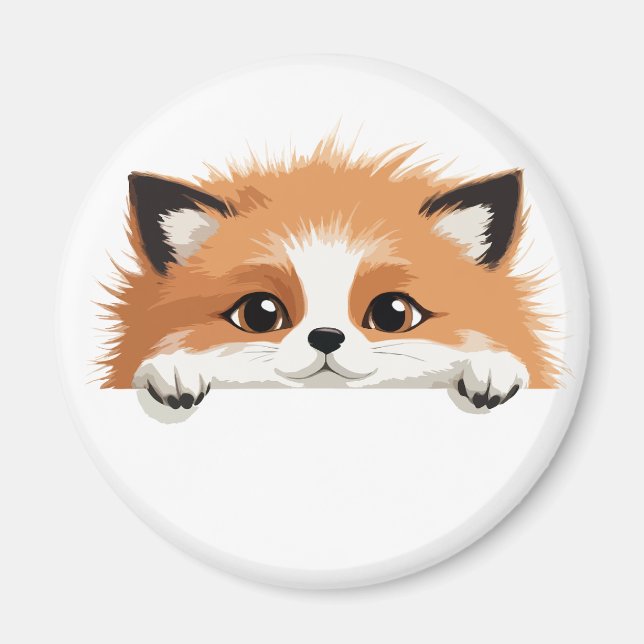 Imán Fox Peeking Cute Adorable Funny Animal Personaliza (Frente)