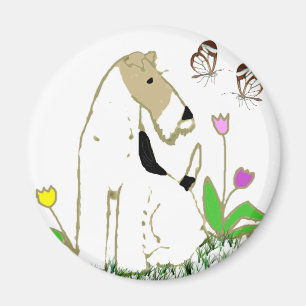 Imán Fox terrier y mariposas del alambre