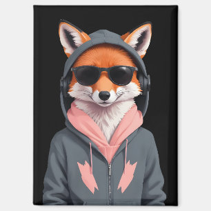 Imán Fox usando Hoodie Funny Guay Animal Character Art