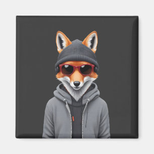 Imán Fox usando Hoodie Funny Guay Animal Character Art