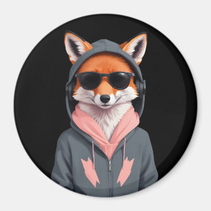 Imán Fox usando Hoodie Funny Guay Animal Character Art