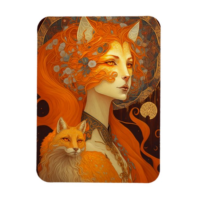 Imán Fox Woman Fantasy Art (Vertical)