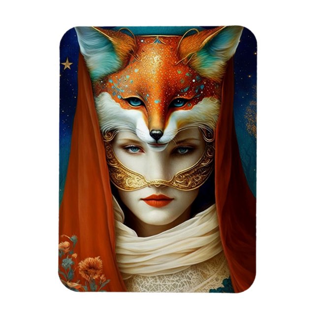 Imán Fox Woman Surreal Fantasy Art (Vertical)