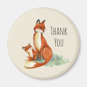 Imán Fox y Baby Watercolor Ilustracion Gracias