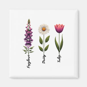 Imán Foxglove Daisy Tulip Floral