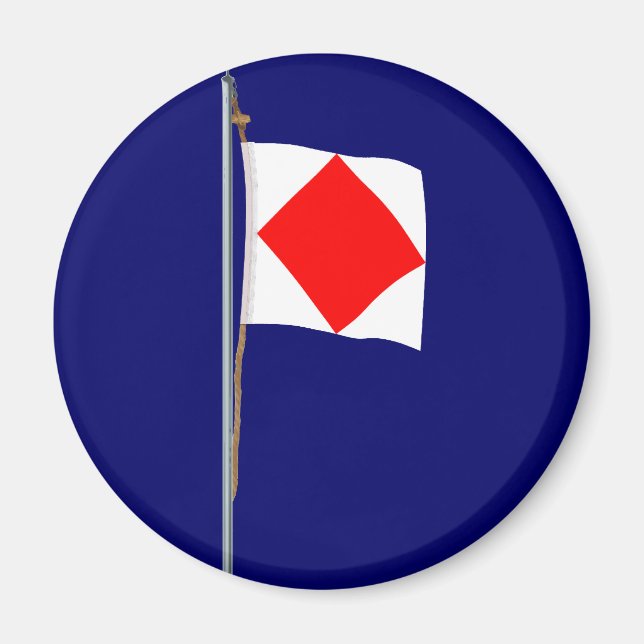 Imán Foxtrot Estoy desactivado Bandera de Señal Náutica (Frente)