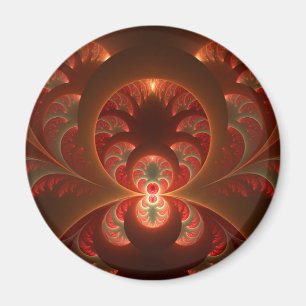 Imán Fractal abstracto moderno naranja rojo luminoso