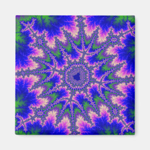 Imán Fractal azul, rosa y verde