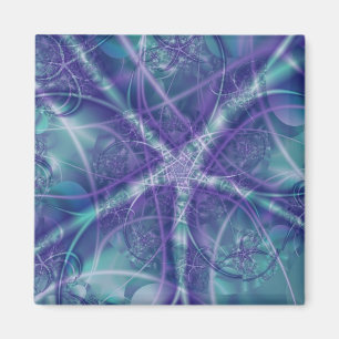 Imán Fractal con formas de estrella azul y blanco púrpu