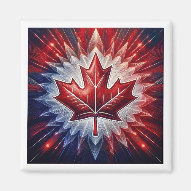 Imán Fractal de bandera canadiense de hoja de arce (Frente)