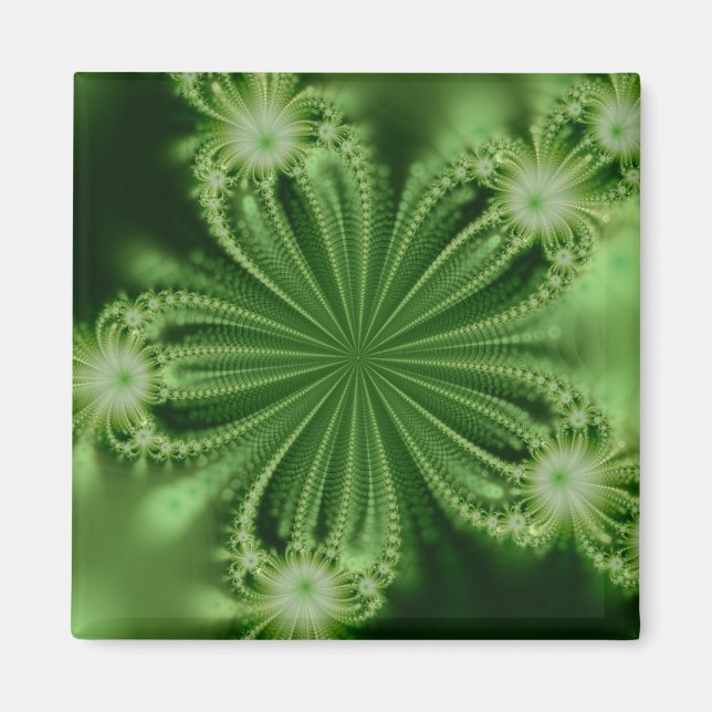 Imán Fractal de Flor Verde (Frente)