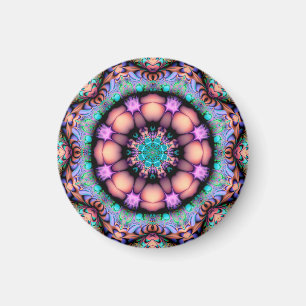 Imán Fractal Mandala Floral Psicodelia