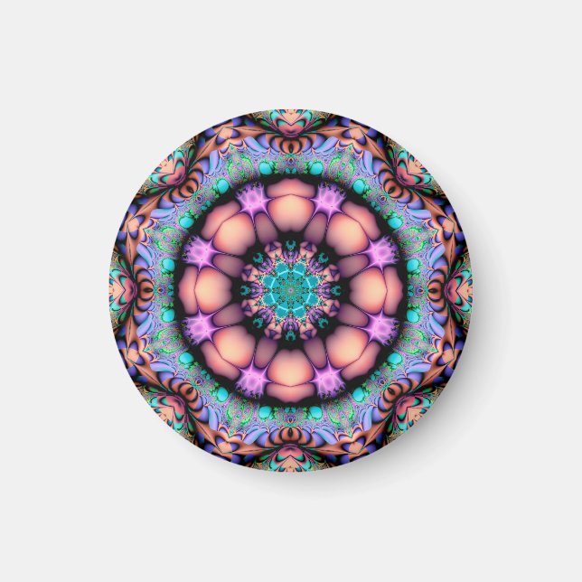 Imán Fractal Mandala Floral Psicodelia (Frente)