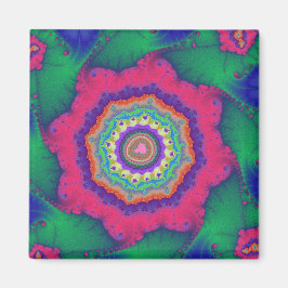 Imán Fractal rosa y verde colorido