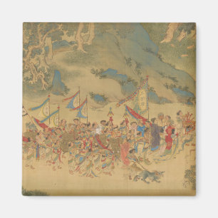 Imán fragmento de tributo de rollo Qiu Ying antigua chi