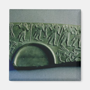 Imán Fragmento de una paleta con una escena de la caza,