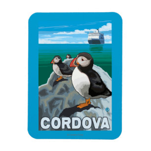 Imán Frailecillos y barco de cruceros - Cordova, Alaska