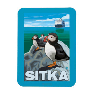 Imán Frailecillos y barco de cruceros - Sitka, Alaska