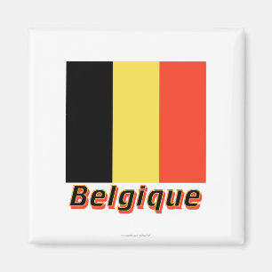 Imán Français de Drapeau Belgique avec le nom en
