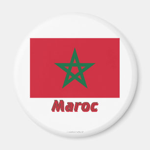 Imán Français de Drapeau Maroc avec le nom en