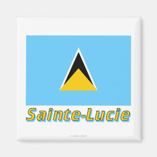 Imán Français de Drapeau Sainte-Lucie avec le nom en