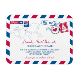 Imán FRANCE Air Mail Bat Mitzvah Guardar la fecha 3x4