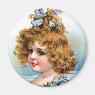 Imán Frances Brundage - retrato de un chica florido