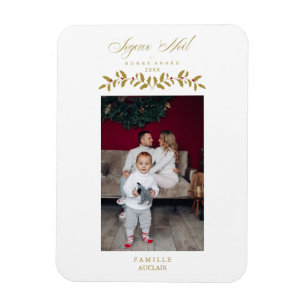 Imán Francés Moderno Elegante Joyeux Noël Foto Familia
