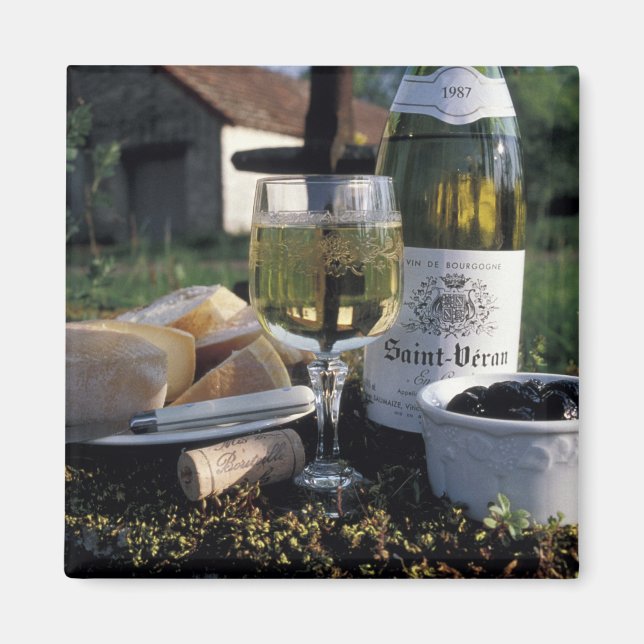 Imán Francia, Borgoña, Chablis. Vino local y (Frente)