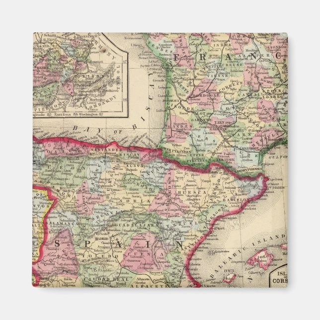 Imán Francia, España, Portugal Mapa de Mitchell (Frente)