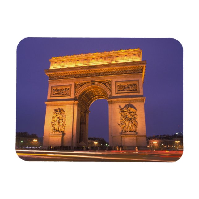 Imán Francia, París, Arco de Triunfo al anochecer. (Horizontal)