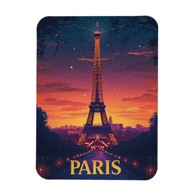 Imán Francia Paris Torre Eiffel nocturna (Vertical)