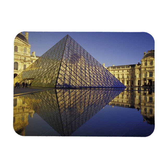 Imán FRANCIA, Reflexión de París, Pirámide. El Louvre (Horizontal)